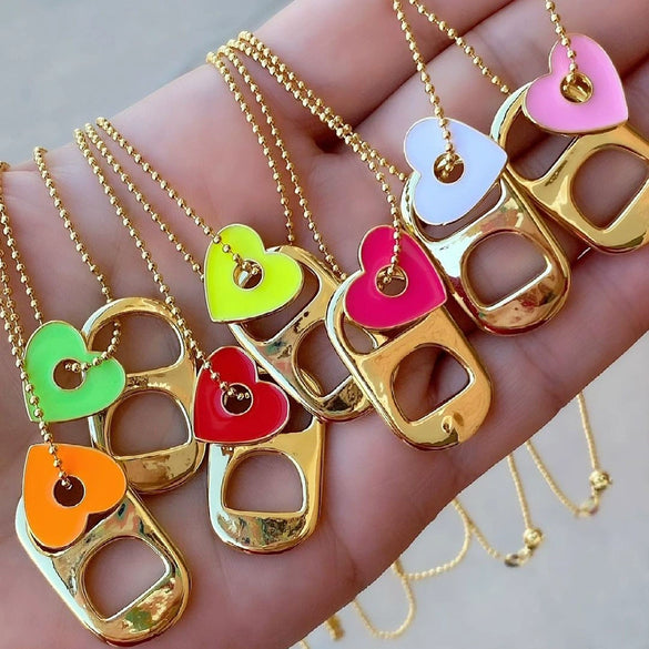 Alloy Love Pendant Necklace With Oil Drop Design And Heart Shape For Women