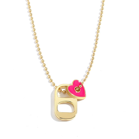Alloy Love Pendant Necklace With Oil Drop Design And Heart Shape For Women