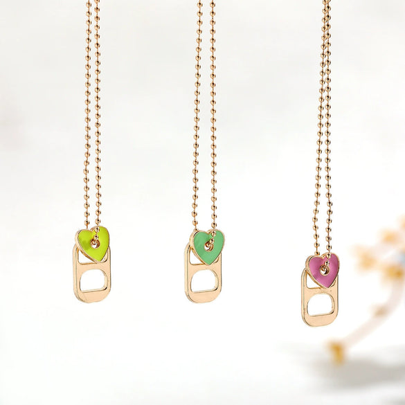 Alloy Love Pendant Necklace With Oil Drop Design And Heart Shape For Women