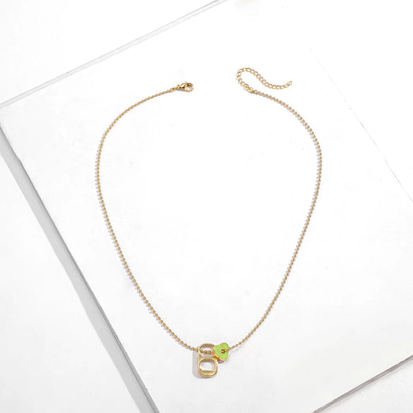 Alloy Love Pendant Necklace With Oil Drop Design And Heart Shape For Women