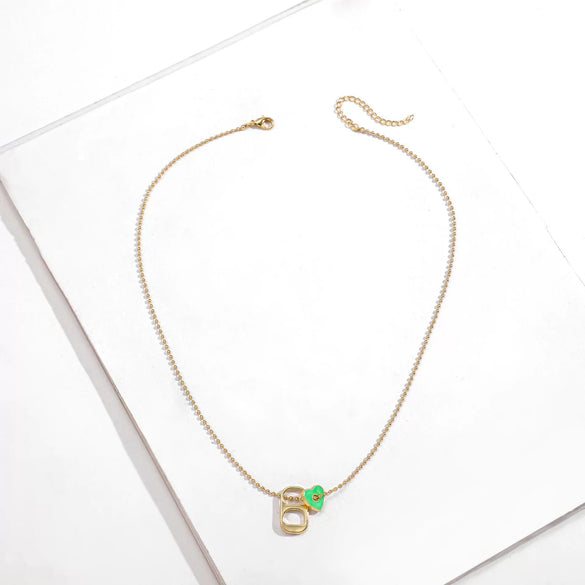 Alloy Love Pendant Necklace With Oil Drop Design And Heart Shape For Women