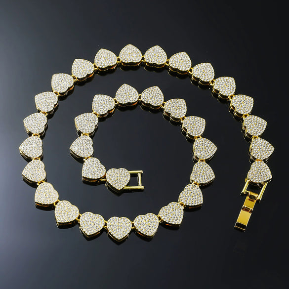 Alloy Love Shape Diamond Hip Hop Style Men's Cuban Chain Jewelry