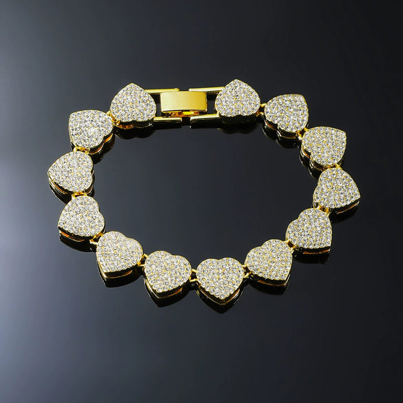 Alloy Love Shape Diamond Hip Hop Style Men's Cuban Chain Jewelry
