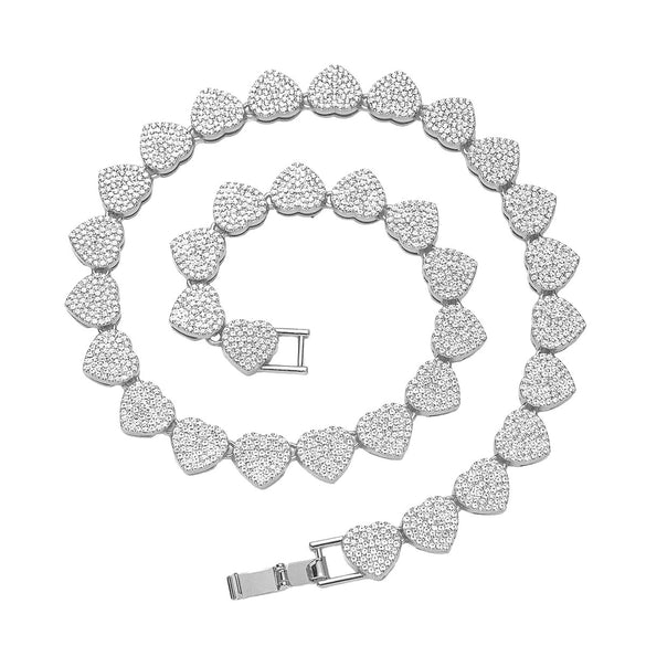 Alloy Love Shape Diamond Hip Hop Style Men's Cuban Chain Jewelry