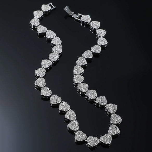 Alloy Love Shape Diamond Hip Hop Style Men's Cuban Chain Jewelry