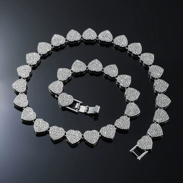 Alloy Love Shape Diamond Hip Hop Style Men's Cuban Chain Jewelry