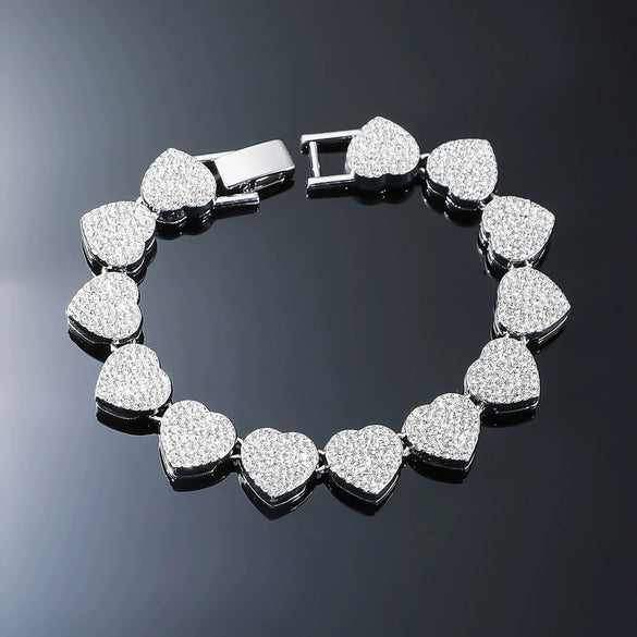 Alloy Love Shape Diamond Hip Hop Style Men's Cuban Chain Jewelry