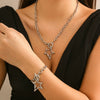 Alloy Love Star Heart Geometric Pendant Necklace For Women Electroplated Hollow Street Style Jewelry