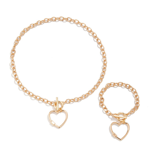 Alloy Love Star Heart Geometric Pendant Necklace For Women Electroplated Hollow Street Style Jewelry
