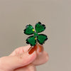Alloy Lucky Clover French Retro Emerald Electroplating Women's Brooch