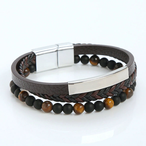 Alloy Magnet Buckle Handwoven Geometric Bracelet For Men And Women