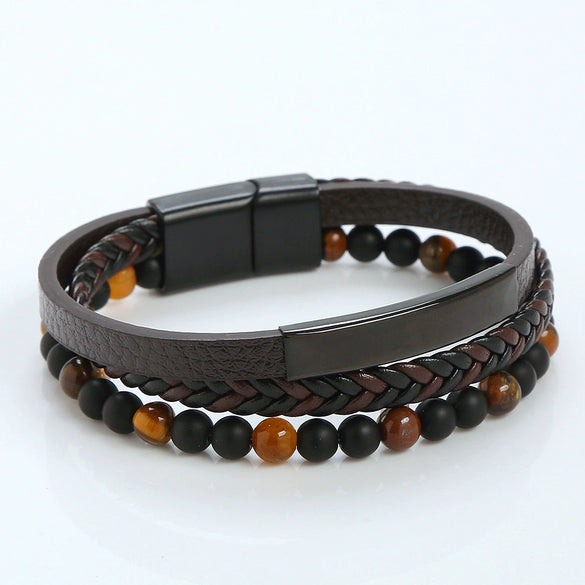 Alloy Magnet Buckle Handwoven Geometric Bracelet For Men And Women