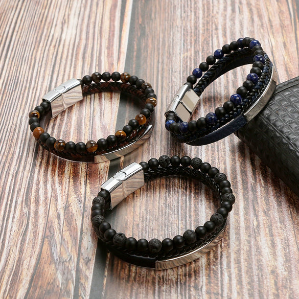 Alloy Magnet Buckle Handwoven Geometric Bracelet For Men And Women