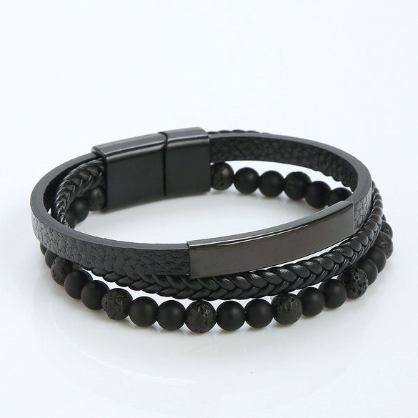 Alloy Magnet Buckle Handwoven Geometric Bracelet For Men And Women