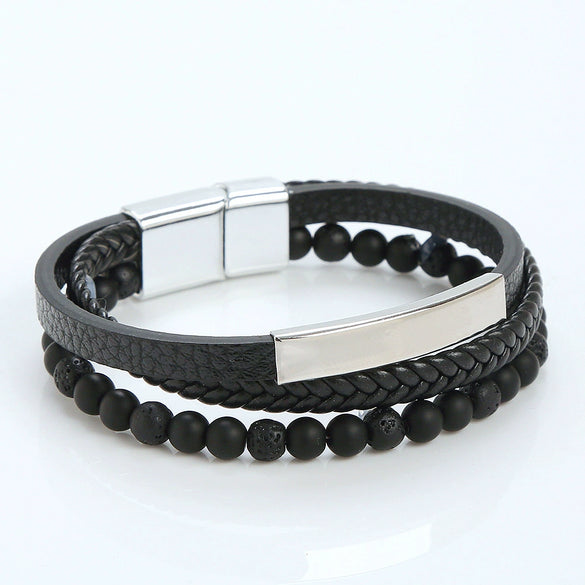 Alloy Magnet Buckle Handwoven Geometric Bracelet For Men And Women