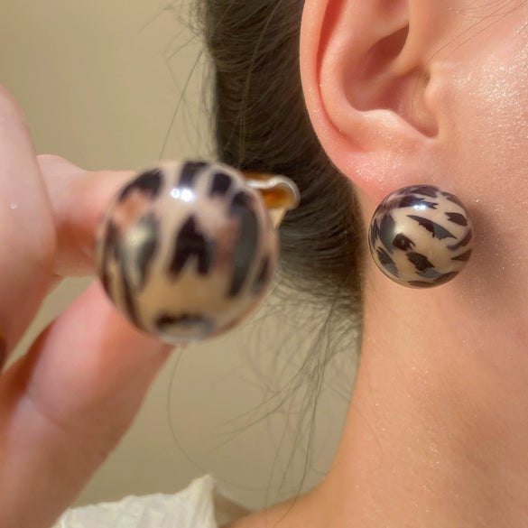 Alloy Maillard Brown Leopard Geometric Electroplating Women's Earrings