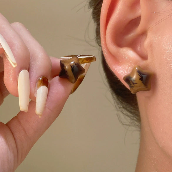 Alloy Maillard Brown Leopard Geometric Electroplating Women's Earrings