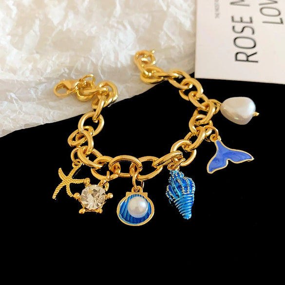 Alloy Marine Animal Geometric Style Electroplated Bracelet For Women