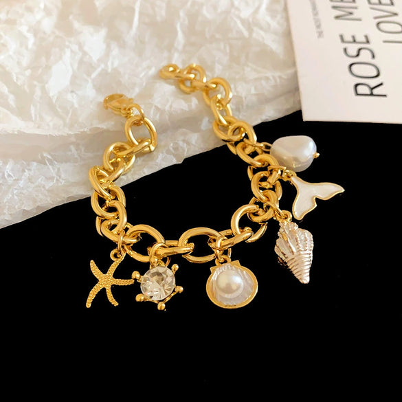 Alloy Marine Animal Geometric Style Electroplated Bracelet For Women