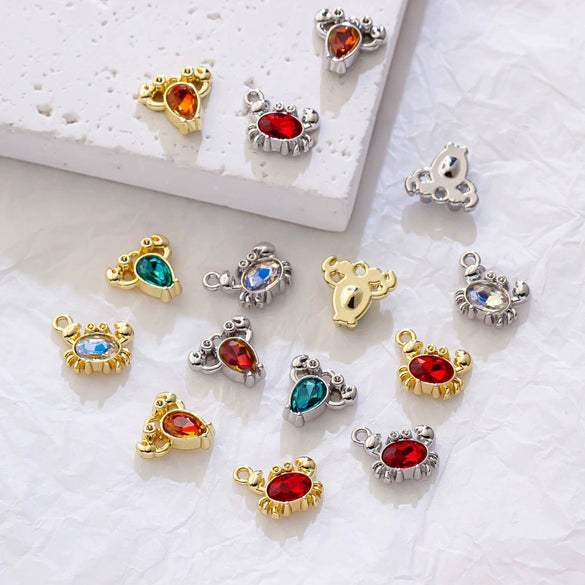 Alloy Marine Life Crab Lobster Zircon Pendant Electroplated Diy Jewelry Accessories