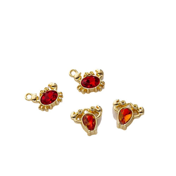 Alloy Marine Life Crab Lobster Zircon Pendant Electroplated Diy Jewelry Accessories