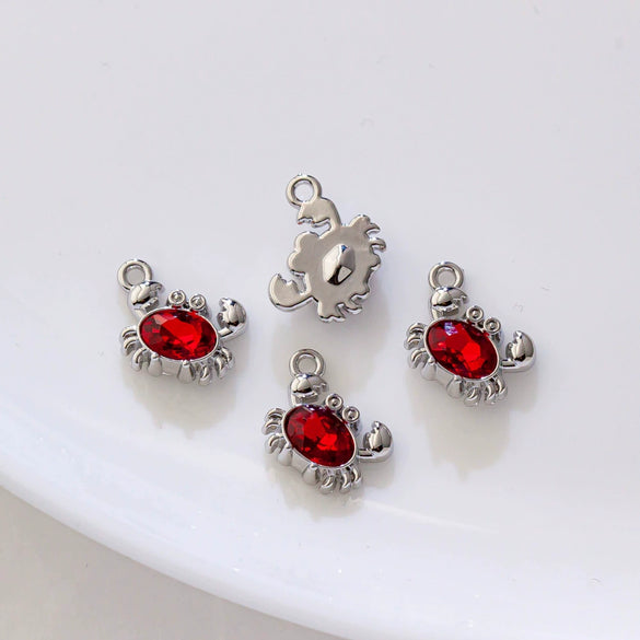 Alloy Marine Life Crab Lobster Zircon Pendant Electroplated Diy Jewelry Accessories