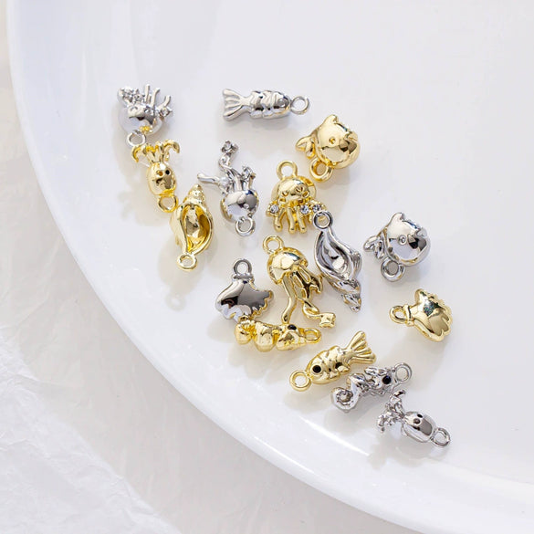 Alloy Marine Life Hippocampus Octopus Conch Electroplated Pendant Jewelry Accessories