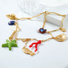 Alloy Marine Life Shell Conch Star Geometric Pendant Women's Snake Bone Chain Necklace