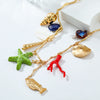 Alloy Marine Life Shell Conch Star Geometric Pendant Women's Snake Bone Chain Necklace