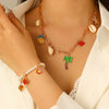 Alloy Marine Life Starfish Shell Pendant Necklace And Bracelet Set With Electroplating For Women