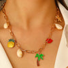 Alloy Marine Life Starfish Shell Pendant Necklace And Bracelet Set With Electroplating For Women