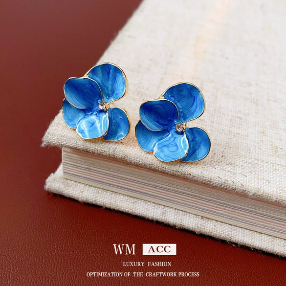 Alloy Medieval Vintage Flower Geometric Dripping Oil Earrings For Women