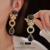 Alloy Medieval Vintage Needle Earrings With Diamond Animal Tiger Head And Water Drop Shape Design