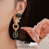 Alloy Medieval Vintage Needle Earrings With Diamond Animal Tiger Head And Water Drop Shape Design