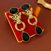Alloy Medieval Vintage Needle Earrings With Diamond Animal Tiger Head And Water Drop Shape Design