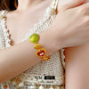Alloy Medieval Vintage Women's Jewelry Set With Dripping Oil Heart Flower Pattern Bracelet And Earrings