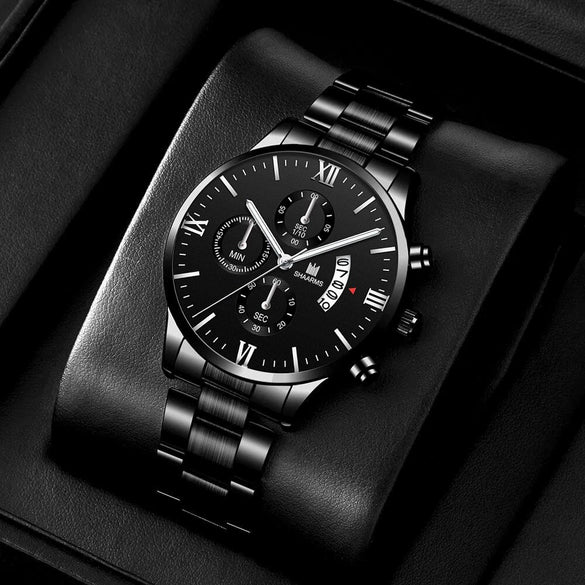Alloy Men's Business Style Round Dial Quartz Watch