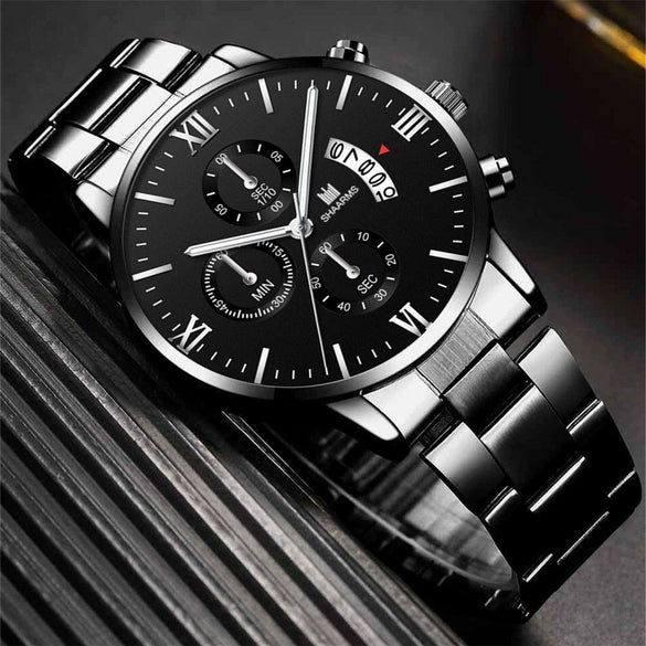 Alloy Men's Business Style Round Dial Quartz Watch