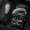 Alloy Men's Casual Quartz Watch With Round Dial And Steel Band