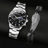 Alloy Men's Casual Quartz Watch With Round Dial And Steel Band