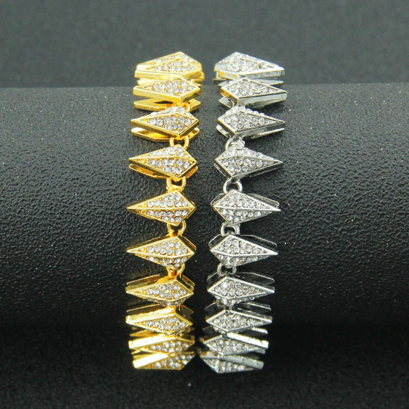 Alloy Men's Hiphop Style Geometric Diamond Stitching Bracelet Jewelry