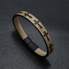 Alloy Men's Printed Cross Bracelet With Magnet Buckle And Stamping Process