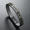 Alloy Men's Printed Cross Bracelet With Magnet Buckle And Stamping Process