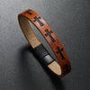 Alloy Men's Printed Cross Bracelet With Magnet Buckle And Stamping Process