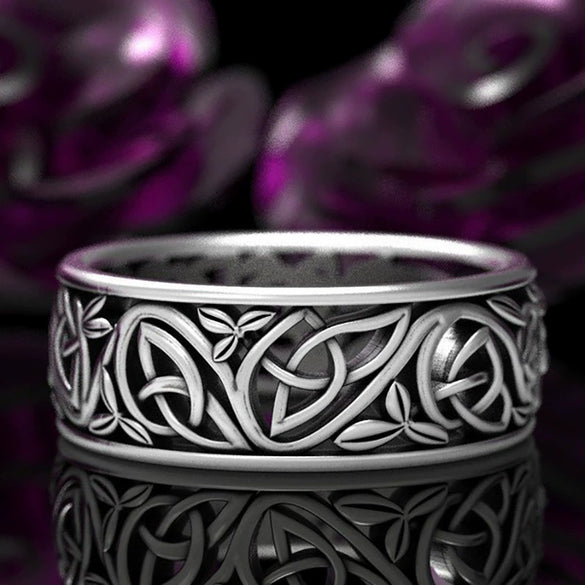Alloy Men's Ring With Geometric Pattern And Electroplating Viking Wolf Punk Style
