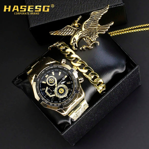 Alloy Men's Sport Quartz Watch With Eagle Pendant And Stainless Steel Buckle