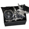 Alloy Men's Sport Quartz Watch With Eagle Pendant And Stainless Steel Buckle
