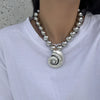 Alloy Mermaid Conch Pendant Necklace With Pearl Chain Exaggerated Ocean Style For Women