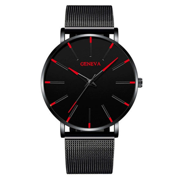 Alloy Mesh Band Men's Leisure Quartz Watch With Round Dial And Pin Buckle