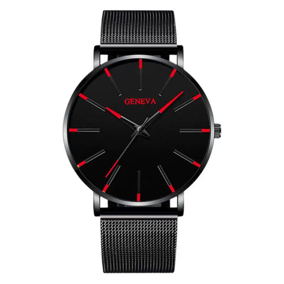 Alloy Mesh Band Men's Leisure Quartz Watch With Round Dial And Pin Buckle
